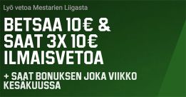 Lunasta 3x10€ ilmaisvedot Mestarien Liigan finaaliin!